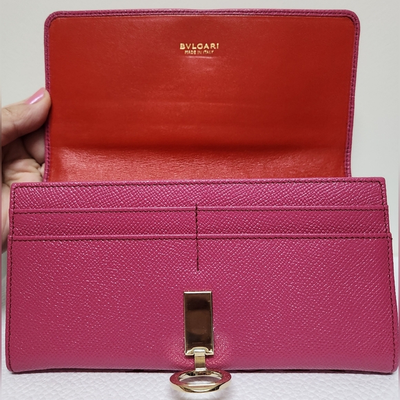 BVLGARI Bvlgari Pink Leather Bifold Wallet - Picture 9 of 16